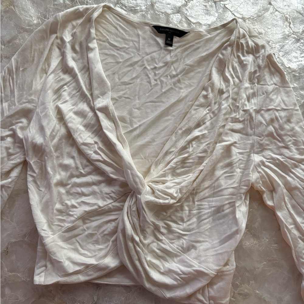 Banana Republic Cream Twist-Front Blouse